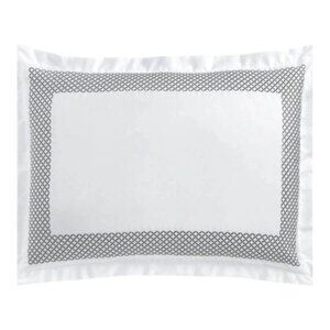 Hudson Park Embroidered Geo King Sham White/Charcoal